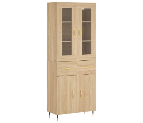 Aparador alto madera contrachapada color roble 69,5x34x180 cm