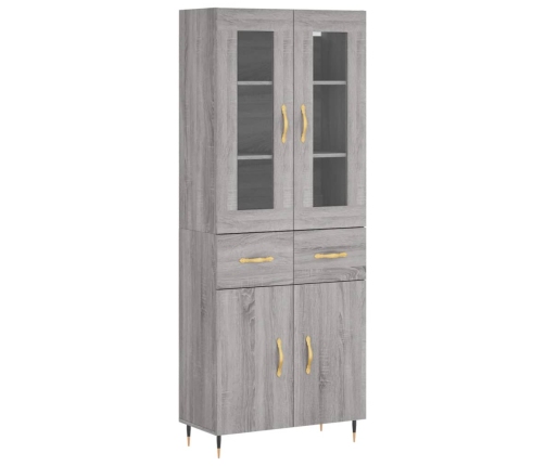 Aparador alto madera contrachapada gris sonoma 69,5x34x180 cm