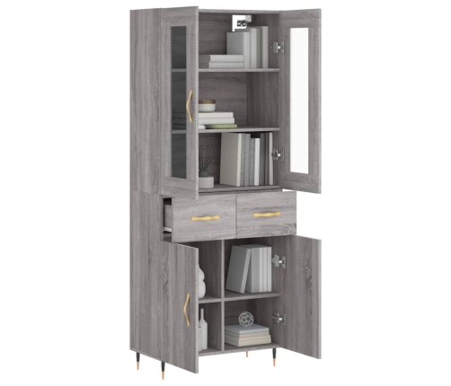 Aparador alto madera contrachapada gris sonoma 69,5x34x180 cm