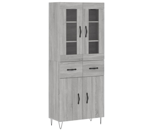 Aparador alto madera contrachapada gris sonoma 69,5x34x180 cm