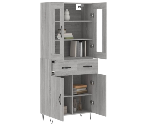 Aparador alto madera contrachapada gris sonoma 69,5x34x180 cm