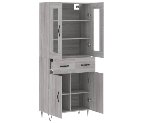 Aparador alto madera contrachapada gris sonoma 69,5x34x180 cm