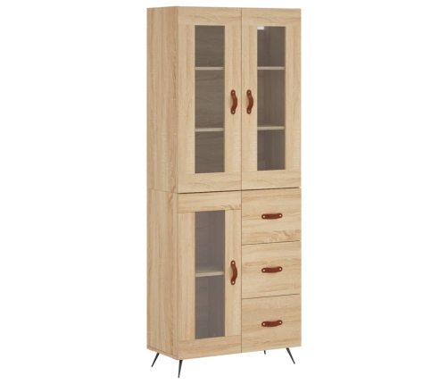 Aparador alto madera contrachapada color roble 69,5x34x180 cm