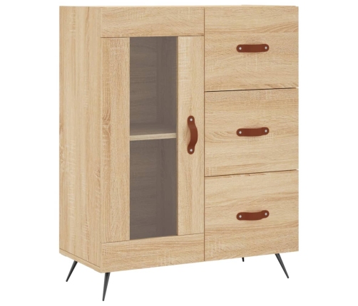 Aparador alto madera contrachapada color roble 69,5x34x180 cm