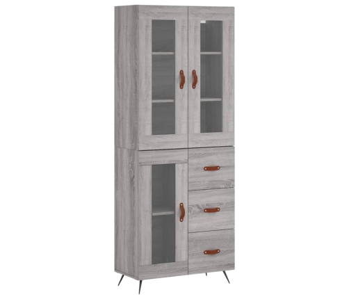 Aparador alto madera contrachapada gris sonoma 69,5x34x180 cm