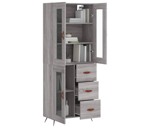 Aparador alto madera contrachapada gris sonoma 69,5x34x180 cm