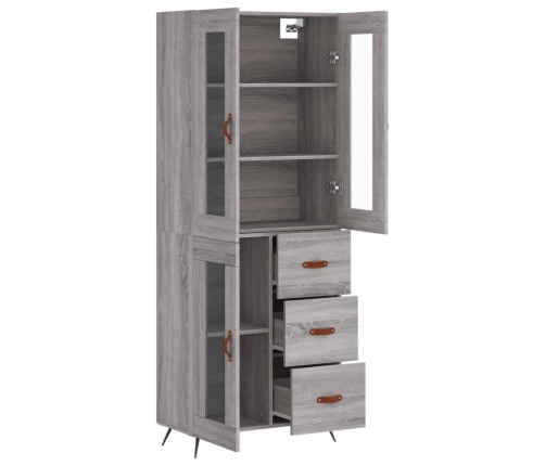 Aparador alto madera contrachapada gris sonoma 69,5x34x180 cm