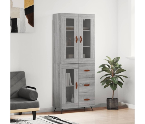 Aparador alto madera contrachapada gris sonoma 69,5x34x180 cm