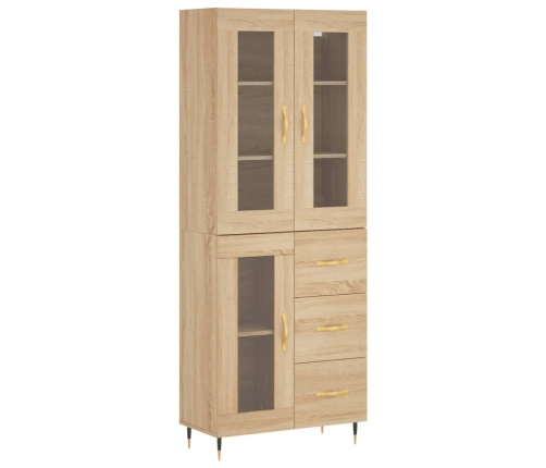 Aparador alto madera contrachapada color roble 69,5x34x180 cm