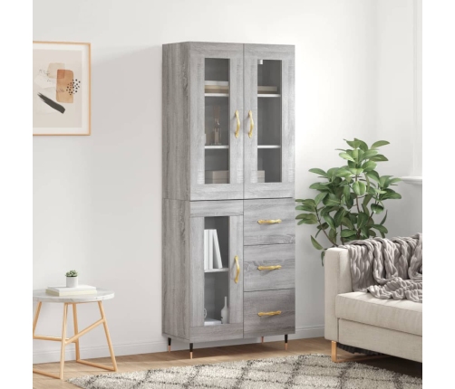 Aparador alto madera contrachapada gris sonoma 69,5x34x180 cm