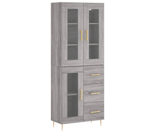 Aparador alto madera contrachapada gris sonoma 69,5x34x180 cm