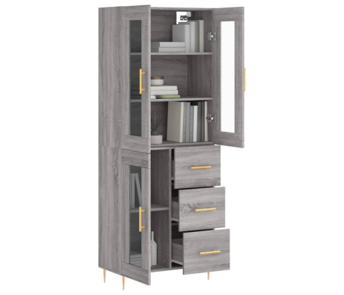 Aparador alto madera contrachapada gris sonoma 69,5x34x180 cm