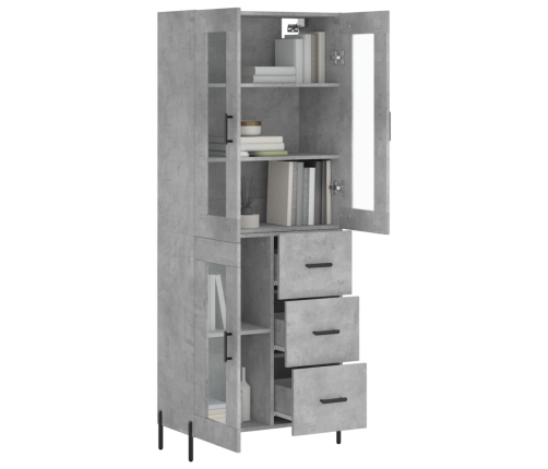 Aparador alto madera contrachapada gris hormigón 69,5x34x180 cm