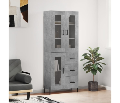 Aparador alto madera contrachapada gris hormigón 69,5x34x180 cm