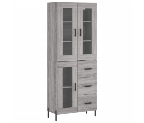 Aparador alto madera contrachapada gris sonoma 69,5x34x180 cm