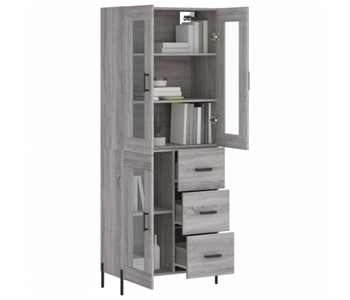 Aparador alto madera contrachapada gris sonoma 69,5x34x180 cm