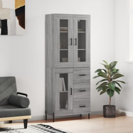 Aparador alto madera contrachapada gris sonoma 69,5x34x180 cm