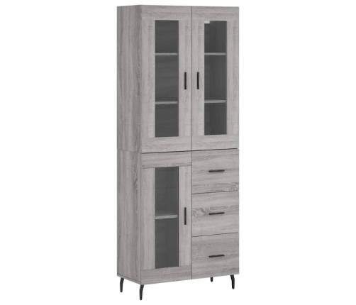 Aparador alto madera contrachapada gris sonoma 69,5x34x180 cm