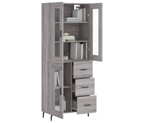 Aparador alto madera contrachapada gris sonoma 69,5x34x180 cm