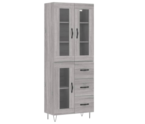 Aparador alto madera contrachapada gris sonoma 69,5x34x180 cm