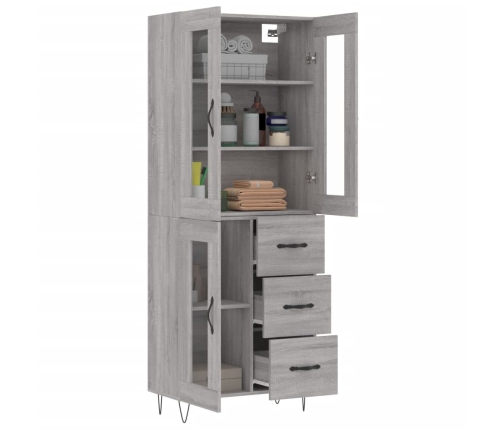 Aparador alto madera contrachapada gris sonoma 69,5x34x180 cm