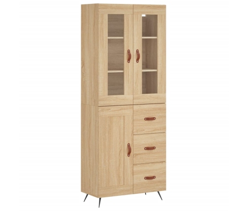 Aparador alto madera contrachapada color roble 69,5x34x180 cm