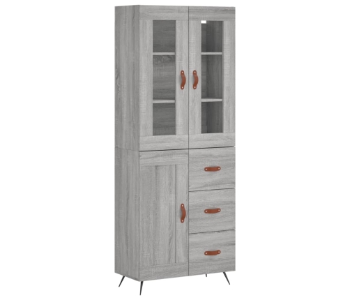 Aparador alto madera contrachapada gris sonoma 69,5x34x180 cm