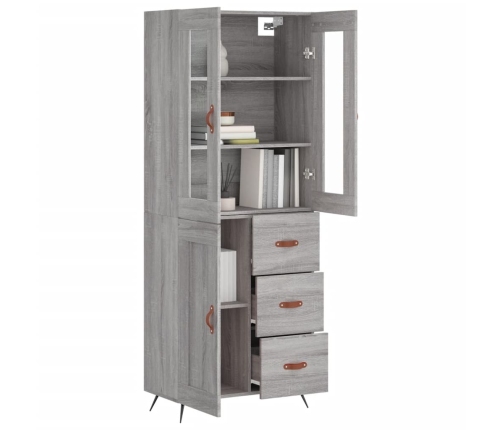 Aparador alto madera contrachapada gris sonoma 69,5x34x180 cm