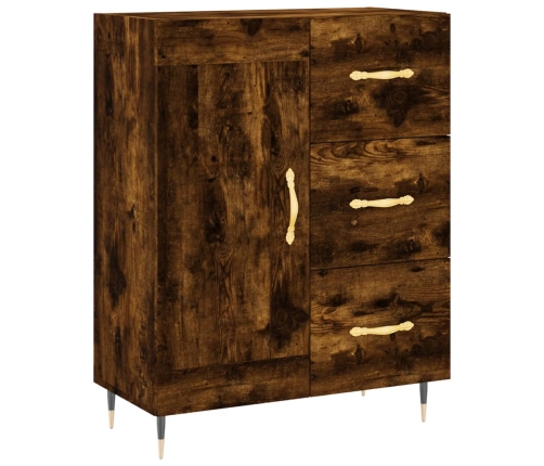 Aparador alto madera contrachapada roble ahumado 69,5x34x180 cm