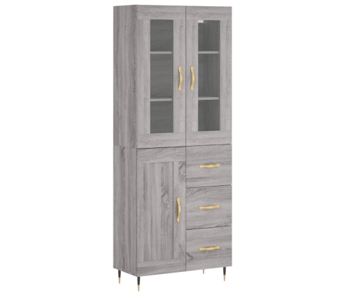 Aparador alto madera contrachapada gris sonoma 69,5x34x180 cm