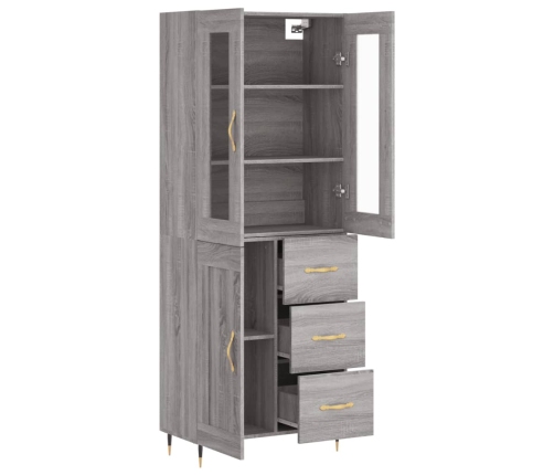 Aparador alto madera contrachapada gris sonoma 69,5x34x180 cm