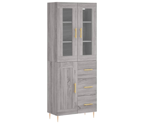 Aparador alto madera contrachapada gris sonoma 69,5x34x180 cm