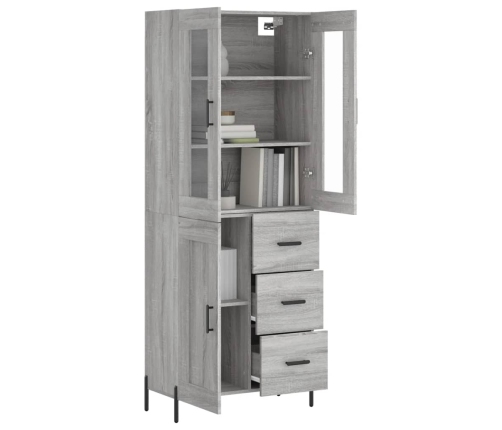 Aparador alto madera contrachapada gris sonoma 69,5x34x180 cm