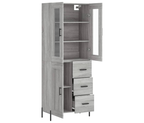 Aparador alto madera contrachapada gris sonoma 69,5x34x180 cm