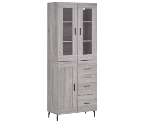 Aparador alto madera contrachapada gris sonoma 69,5x34x180 cm