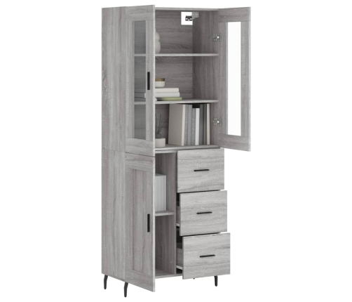 Aparador alto madera contrachapada gris sonoma 69,5x34x180 cm