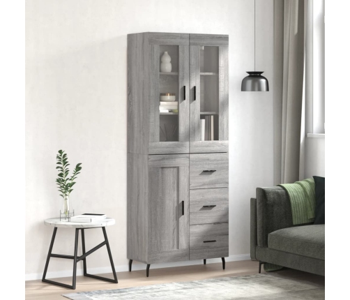 Aparador alto madera contrachapada gris sonoma 69,5x34x180 cm