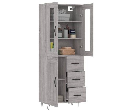 Aparador alto madera contrachapada gris sonoma 69,5x34x180 cm