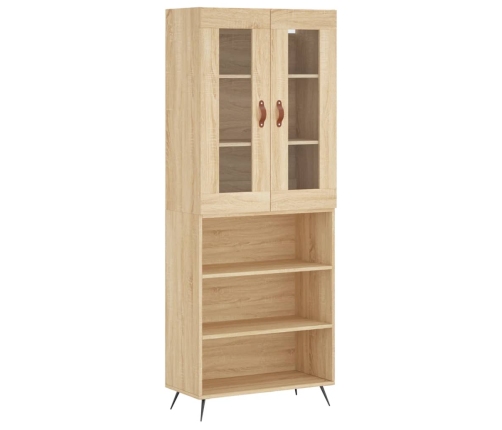 Aparador alto madera contrachapada color roble 69,5x34x180 cm