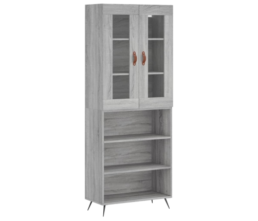 Aparador alto madera contrachapada gris sonoma 69,5x34x180 cm