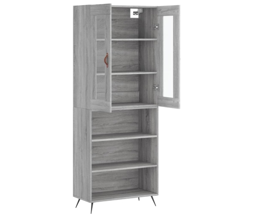 Aparador alto madera contrachapada gris sonoma 69,5x34x180 cm