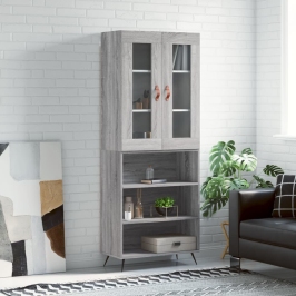 Aparador alto madera contrachapada gris sonoma 69,5x34x180 cm
