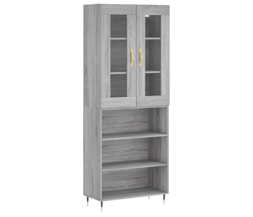 Aparador alto madera contrachapada gris sonoma 69,5x34x180 cm