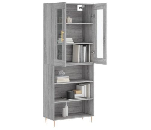 Aparador alto madera contrachapada gris sonoma 69,5x34x180 cm