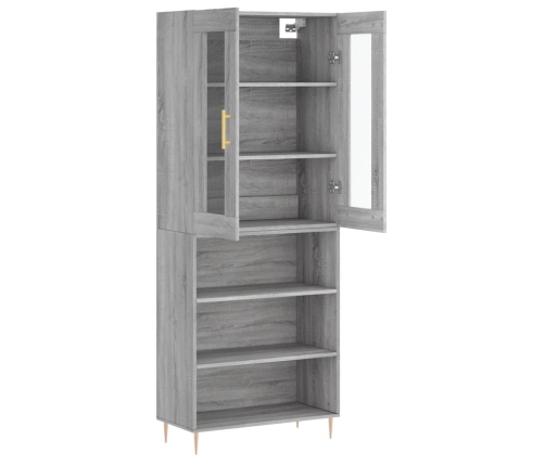 Aparador alto madera contrachapada gris sonoma 69,5x34x180 cm