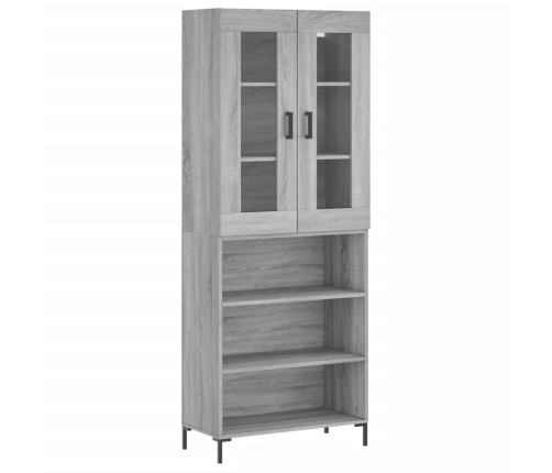 Aparador alto madera contrachapada gris sonoma 69,5x34x180 cm