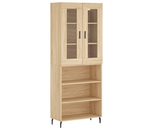 Aparador alto madera contrachapada color roble 69,5x34x180 cm