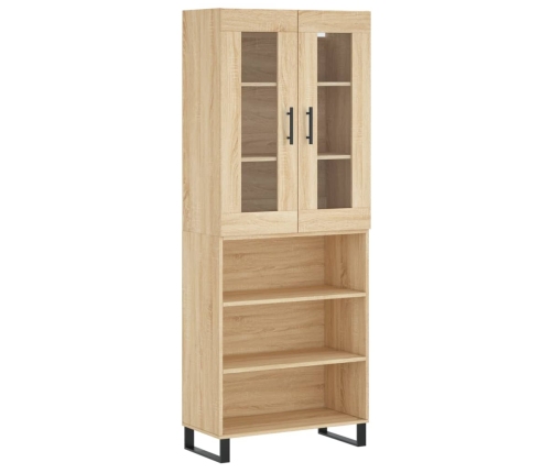 Aparador alto madera contrachapada color roble 69,5x34x180 cm