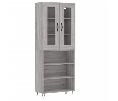 Aparador alto madera contrachapada gris sonoma 69,5x34x180 cm