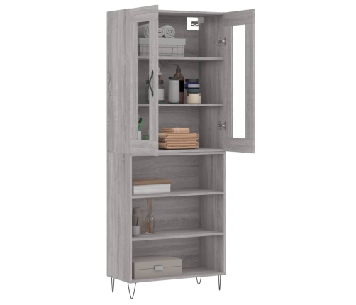 Aparador alto madera contrachapada gris sonoma 69,5x34x180 cm